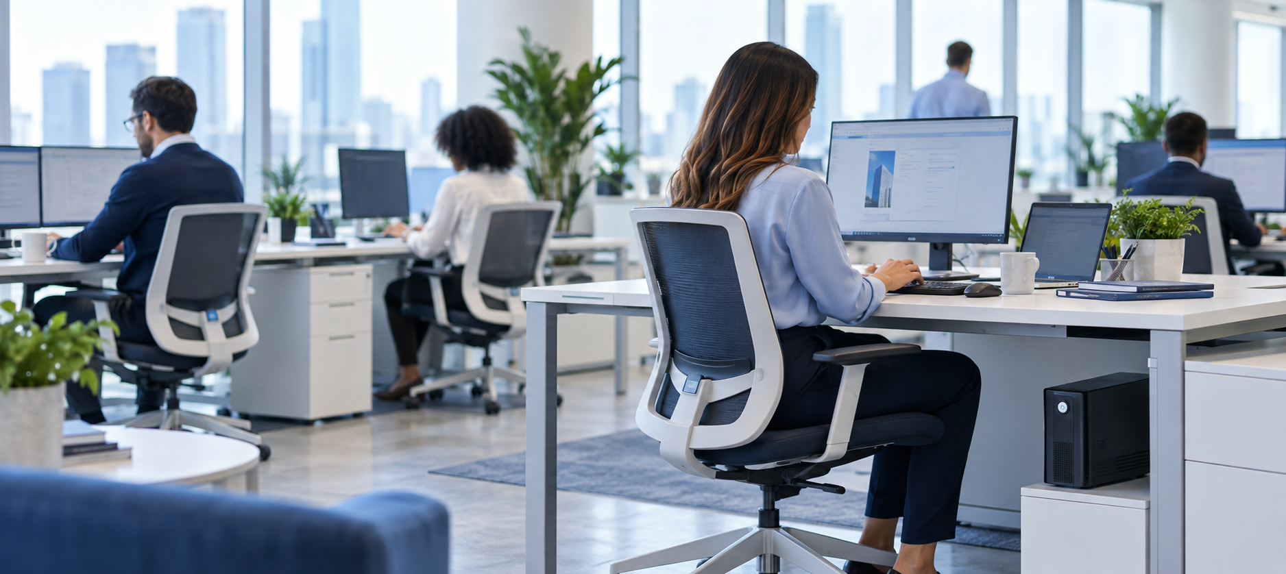 Birden fazla kişinin çalıştığı modern ofis
